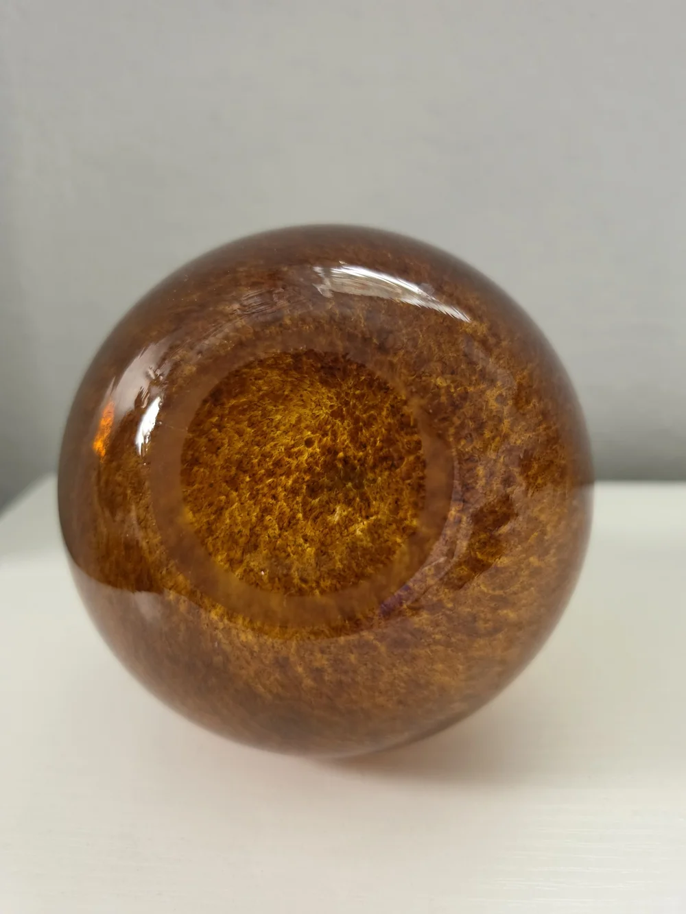 Handblown Glass Vase in Cream and Brown